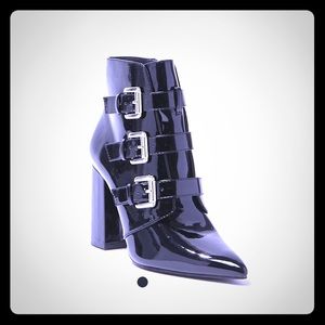 Black patent ankle boots